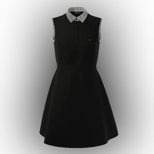 Ghost Golf Anika Black Sleeveless Dress with Striped Collar